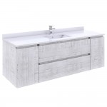 Fresca Formosa 60" Single Sink Bathroom Cabinet w/ Top & Sink in Rustic White