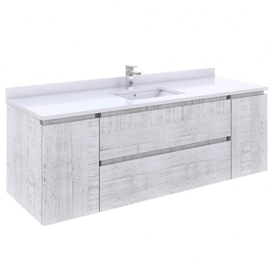 Fresca Formosa 60" Single Sink Bathroom Cabinet w/ Top & Sink in Rustic White