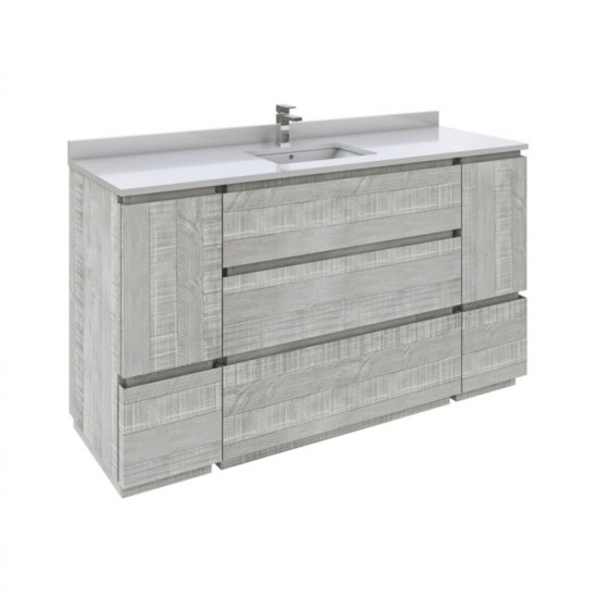 Fresca Formosa 60" Single Sink Bathroom Cabinet w/ Top & Sink in Ash