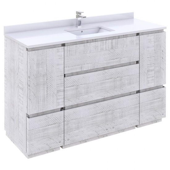 Fresca Formosa 54" Floor Standing Bathroom Cabinet w/ Top & Sink in Rustic White
