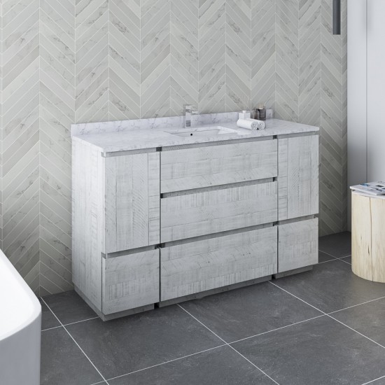 Fresca Formosa 54" Floor Standing Bathroom Cabinet w/ Top & Sink in Rustic White
