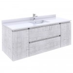 Fresca Formosa 54" Wall Hung Bathroom Cabinet w/ Top & Sink in Rustic White