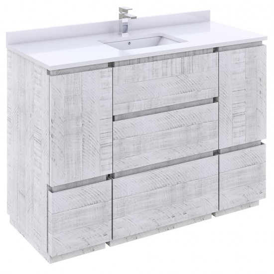 Fresca Formosa 48" Floor Standing Bathroom Cabinet w/ Top & Sink in Rustic White