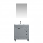 Eviva Happy 30" x 18" Gray Transitional Bathroom Vanity w/ White Carrara Top