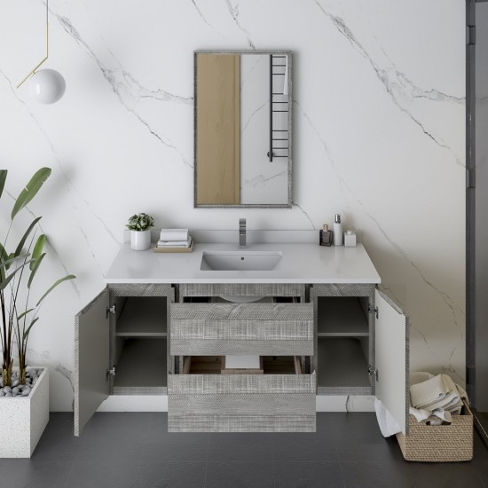 Fresca Formosa 48" Wall Hung Modern Bathroom Cabinet w/ Top & Sink in Ash