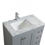 Eviva Happy 30" x 18" Gray Transitional Bathroom Vanity w/ White Carrara Top