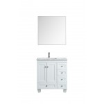 Eviva Happy 30" x 18" White Transitional Bathroom Vanity w/ White Carrara Top