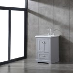 Eviva Houston 24" Gray Bathroom Vanity w/ Double Ogee Edge White Carrara Top