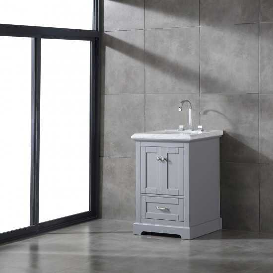 Eviva Houston 24" Gray Bathroom Vanity w/ Double Ogee Edge White Carrara Top