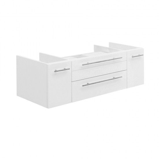 Fresca Lucera 48" White Wall Hung Vessel Sink Modern Bathroom Cabinet