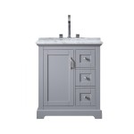 Eviva Houston 30" Gray Bathroom Vanity w/ Double Ogee Edge White Carrara Top