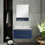 Fresca Lucera 30" Royal Blue Wall Hung Undermount Sink Modern Bathroom Cabinet