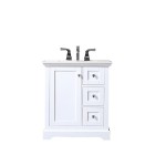 Eviva Houston 30" White Bathroom Vanity w/ Double Ogee Edge White Carrara Top