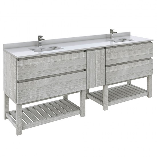 Fresca Formosa 82" Open Bottom Double Sink Bathroom Cabinet in Ash