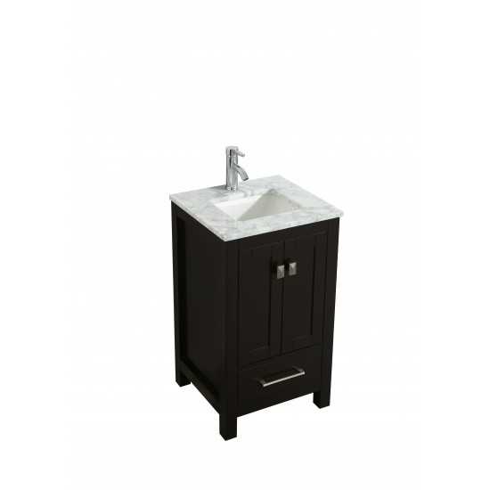 Eviva London 20" x 18" Espresso Transitional Bathroom Vanity w/ White Carrara Top