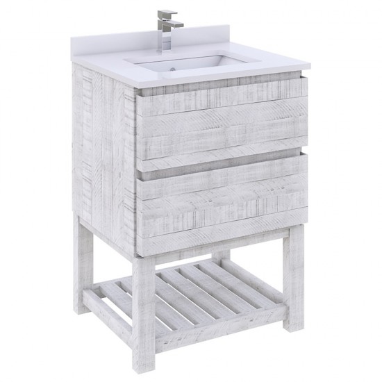 Fresca Formosa 23" Floor Standing Open Bottom Bathroom Cabinet in Rustic White