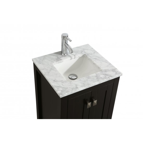 Eviva London 20" x 18" Espresso Transitional Bathroom Vanity w/ White Carrara Top