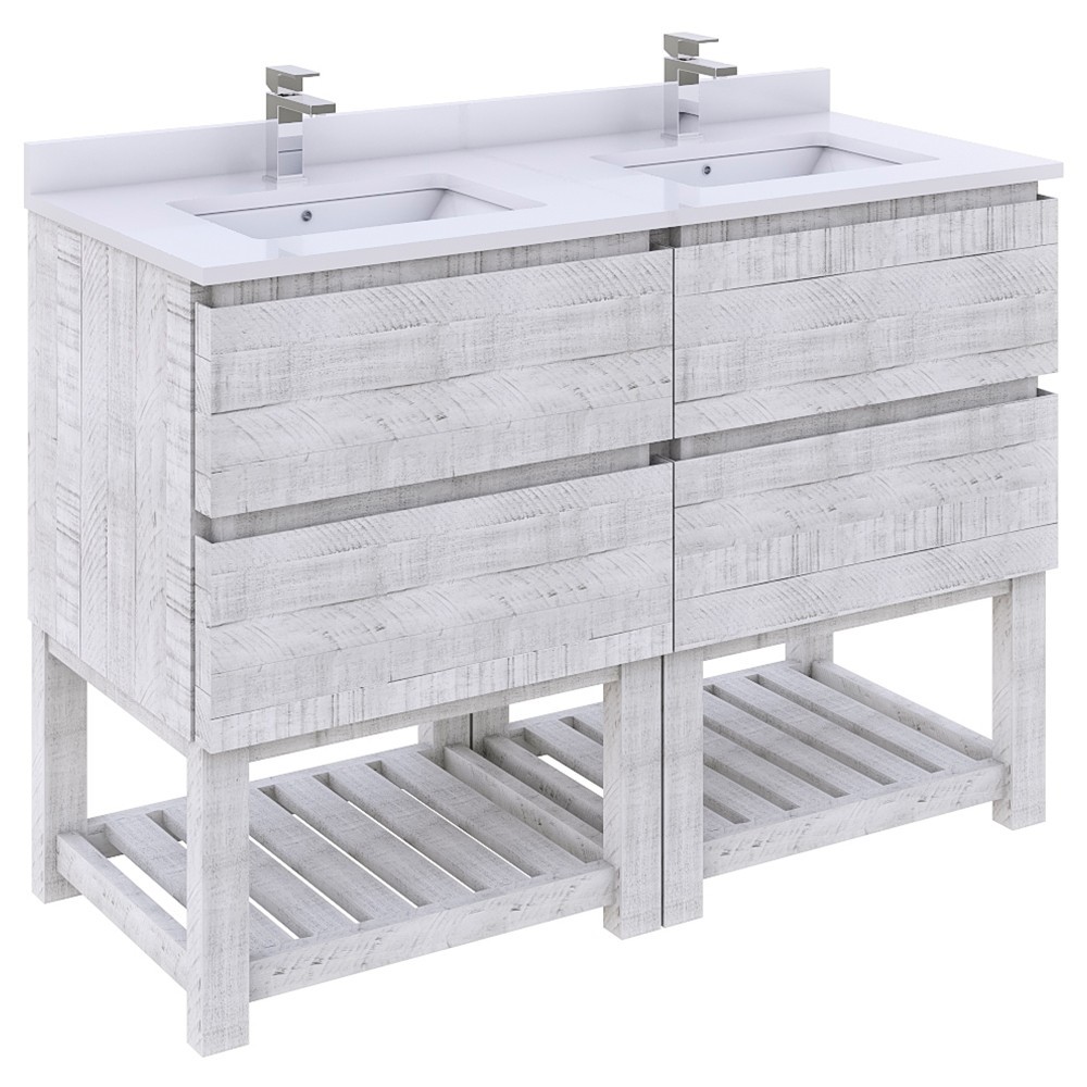 Fresca Formosa 46" Open Bottom Double Sink Bathroom Cabinet in Rustic White
