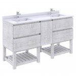 Fresca Formosa 58" Open Bottom Double Sink Bathroom Cabinet in Rustic White