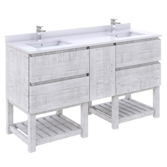 Fresca Formosa 58" Open Bottom Double Sink Bathroom Cabinet in Rustic White