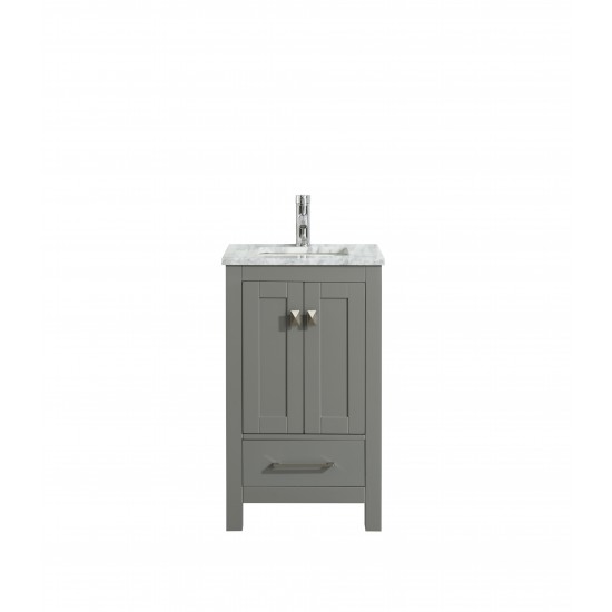 Eviva London 20" x 18" Gray Transitional Bathroom Vanity w/ White Carrara Top