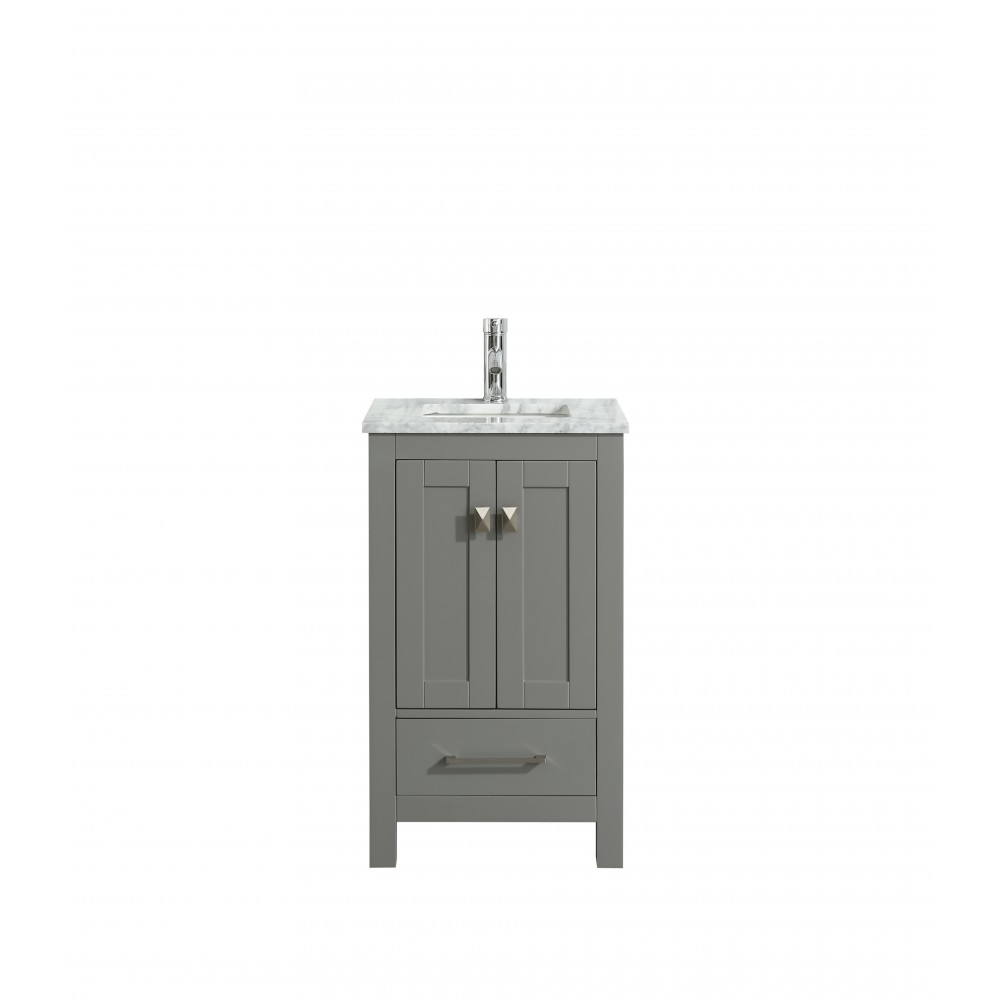 Eviva London 20" x 18" Gray Transitional Bathroom Vanity w/ White Carrara Top