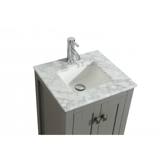 Eviva London 20" x 18" Gray Transitional Bathroom Vanity w/ White Carrara Top