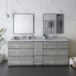 Fresca Formosa 82" Floor Standing Double Sink Modern Bathroom Cabinet in Ash