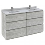 Fresca Formosa 58" Floor Standing Double Sink Bathroom Cabinet in Ash