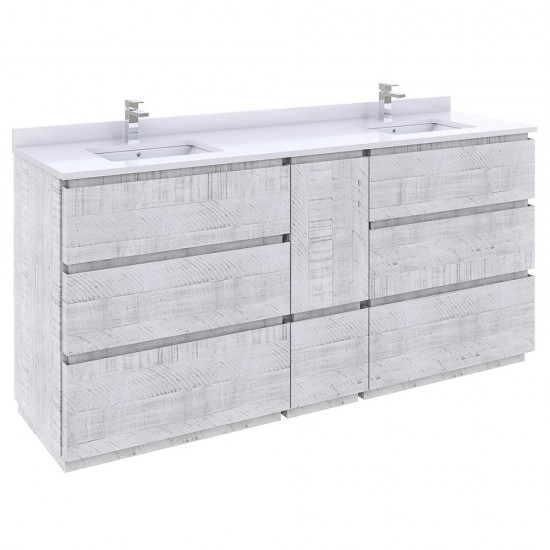 Fresca Formosa 70" Floor Standing Double Sink Bathroom Cabinet in Rustic White