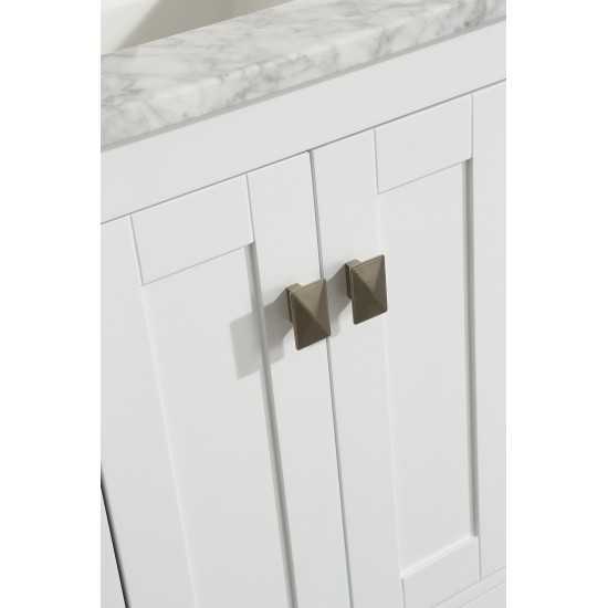 Eviva London 20" x 18" White Transitional Bathroom Vanity w/ White Carrara Top