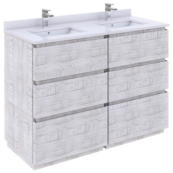 Fresca Formosa 46" Floor Standing Double Sink Bathroom Cabinet in Rustic White