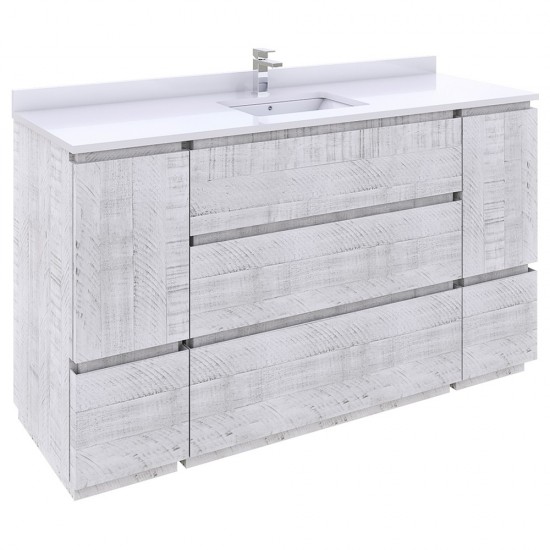 Fresca Formosa 59" Floor Standing Single Sink Bathroom Cabinet in Rustic White