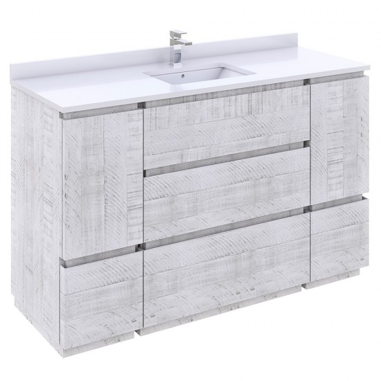 Fresca Formosa 53" Floor Standing Modern Bathroom Cabinet in Rustic White