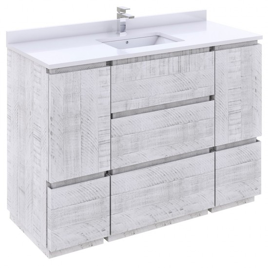 Fresca Formosa 47" Floor Standing Modern Bathroom Cabinet in Rustic White