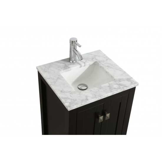 Eviva London 24" x 18" Espresso Transitional Bathroom Vanity w/ White Carrara Top