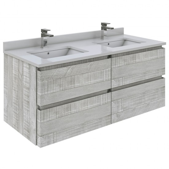 Fresca Formosa 46" Wall Hung Double Sink Modern Bathroom Cabinet in Ash