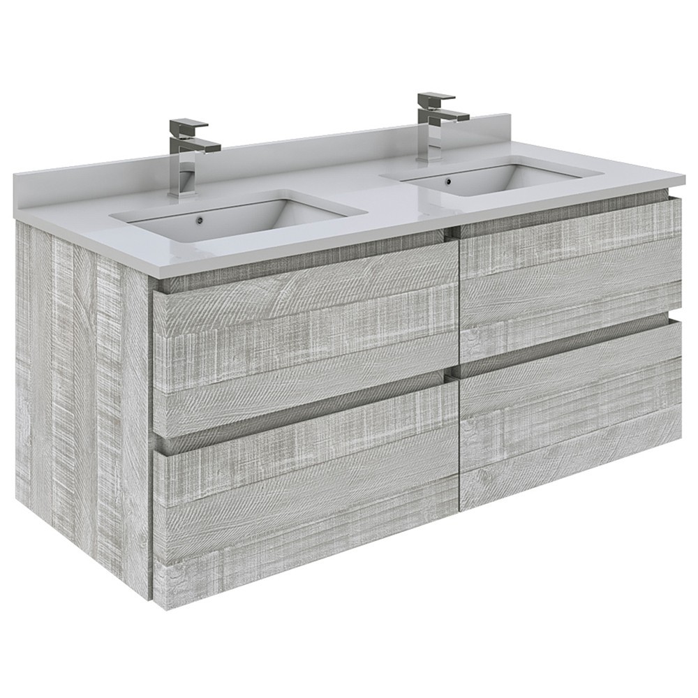 Fresca Formosa 46" Wall Hung Double Sink Modern Bathroom Cabinet in Ash