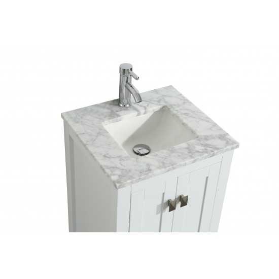 Eviva London 24" x 18" White Transitional Bathroom Vanity w/ White Carrara Top