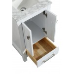 Eviva London 24" x 18" White Transitional Bathroom Vanity w/ White Carrara Top