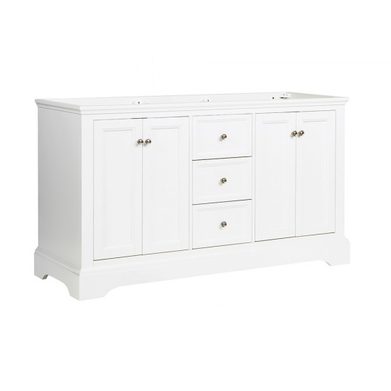 Fresca Windsor 60" Matte White Traditional Double Sink Bathroom Cabinet