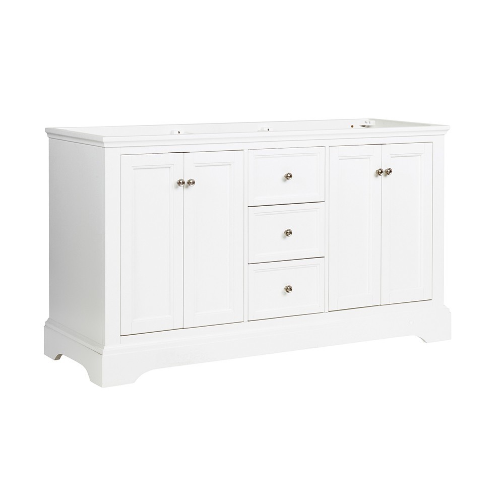 Fresca Windsor 60" Matte White Traditional Double Sink Bathroom Cabinet