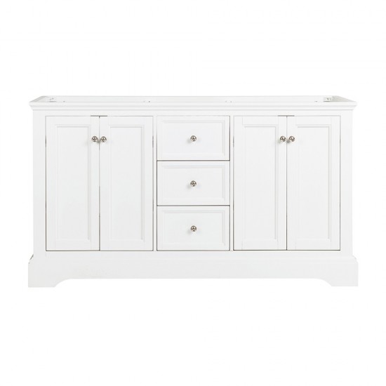 Fresca Windsor 60" Matte White Traditional Double Sink Bathroom Cabinet