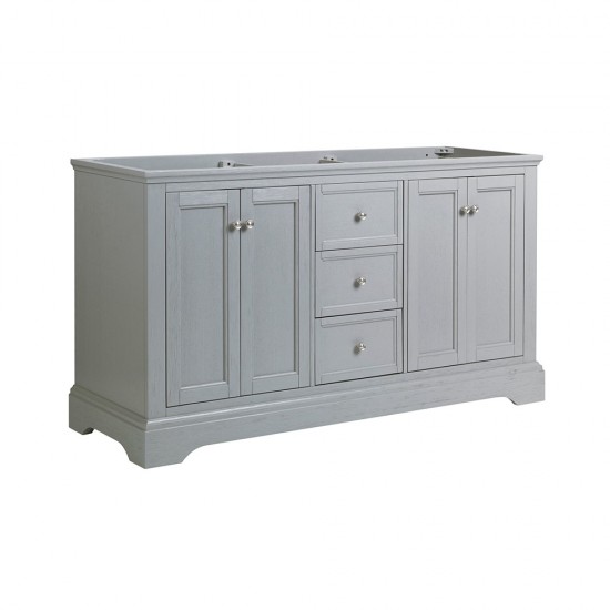 Fresca Windsor 60" Gray Textured Traditional Double Sink Bathroom Cabinet