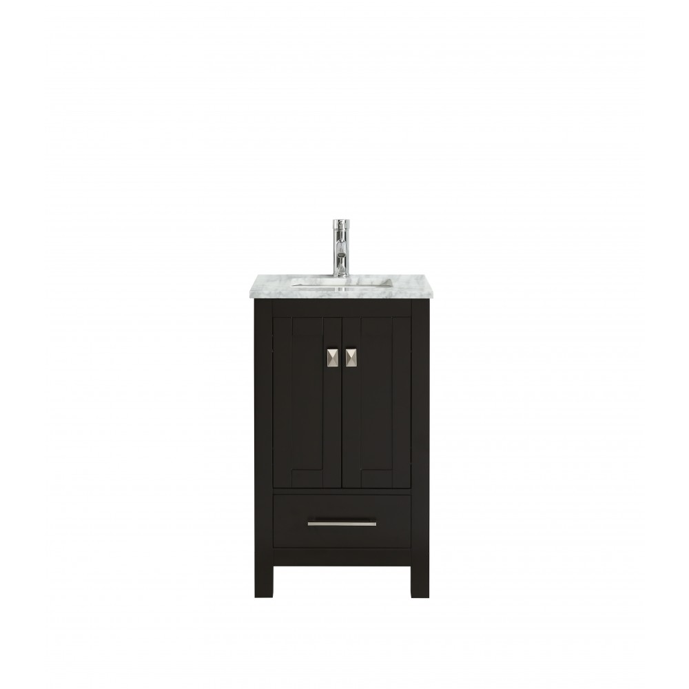 Eviva London 30" x 18" Espresso Transitional Bathroom Vanity w/ White Carrara Top