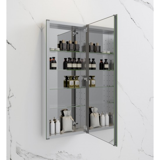 Fresca 15" Wide x 36" Tall Bathroom Medicine Cabinet w/ Mirrors, Beveled Edge