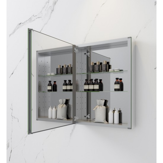 Fresca 20" Wide x 26" Tall Bathroom Medicine Cabinet w/ Mirrors, Beveled Edge
