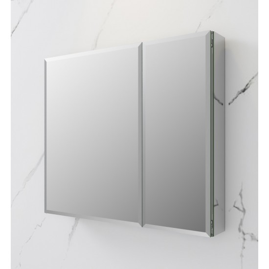 Fresca 30" Wide x 26" Tall Bathroom Medicine Cabinet w/ Mirrors, Beveled Edge