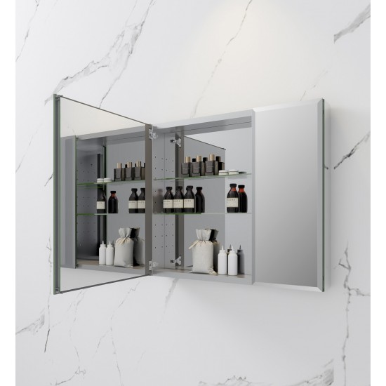 Fresca 30" Wide x 26" Tall Bathroom Medicine Cabinet w/ Mirrors, Beveled Edge