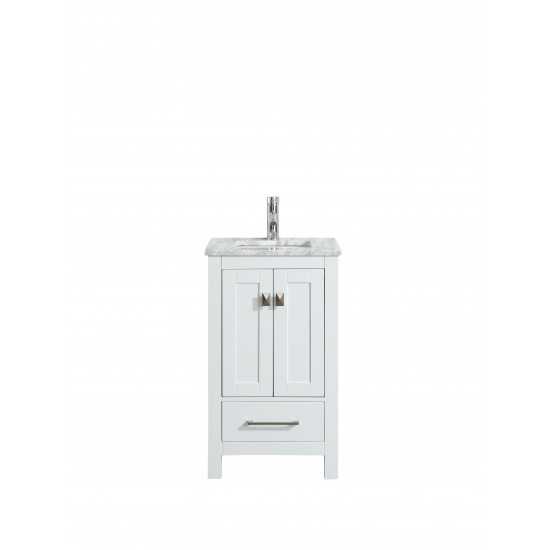 Eviva London 30" x 18" White Transitional Bathroom Vanity w/ White Carrara Top